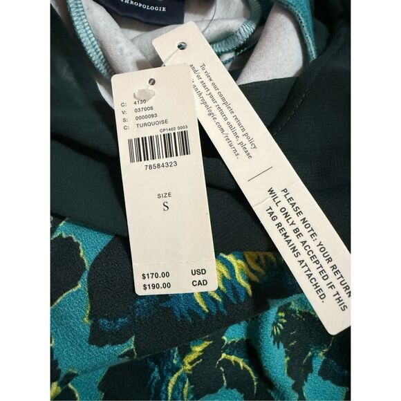 NEW Anthropologie Maeve Mesh Halter Midi Dress Sz Small Turquoise Floral - Picture 16 of 16
